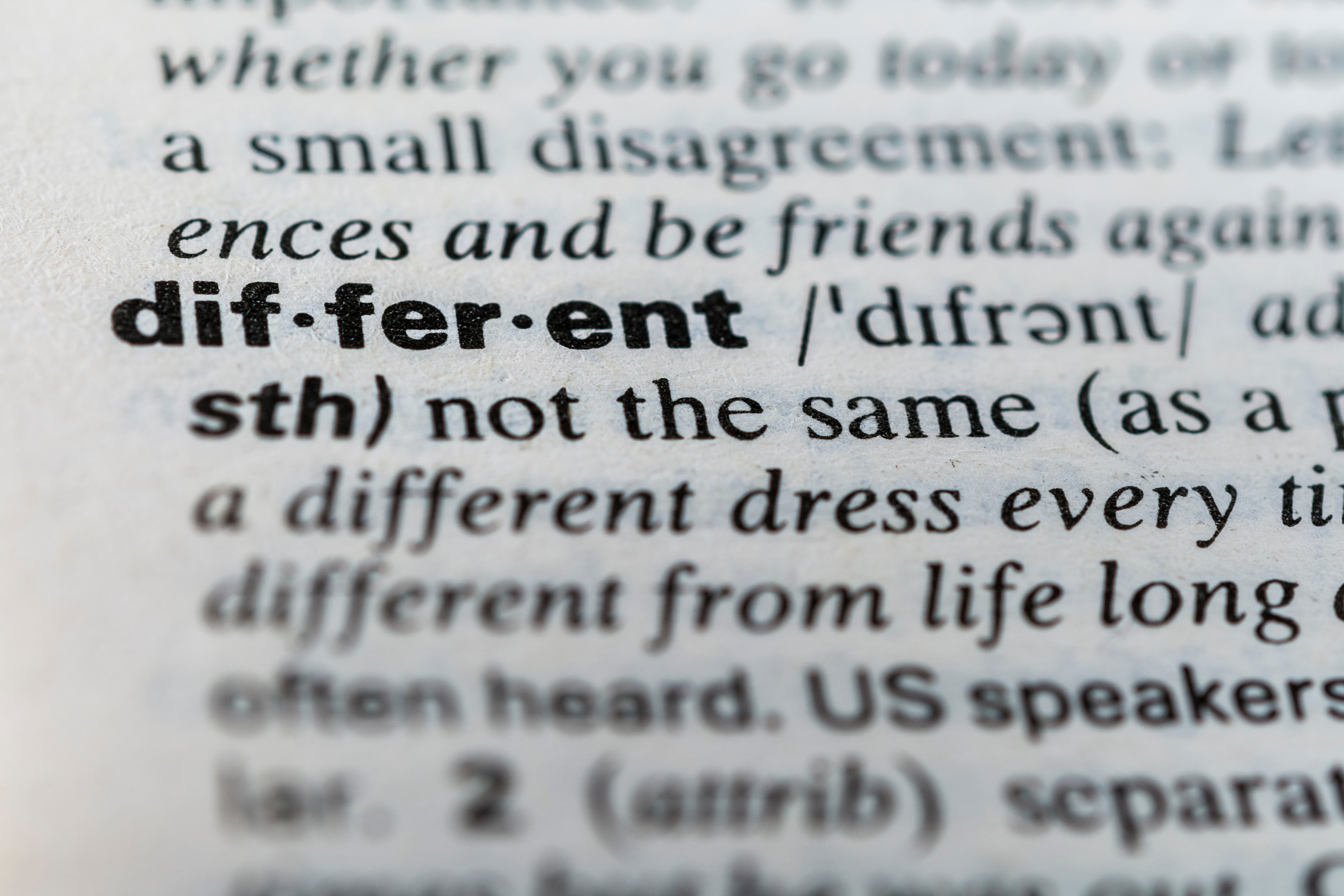 Definition of the word different